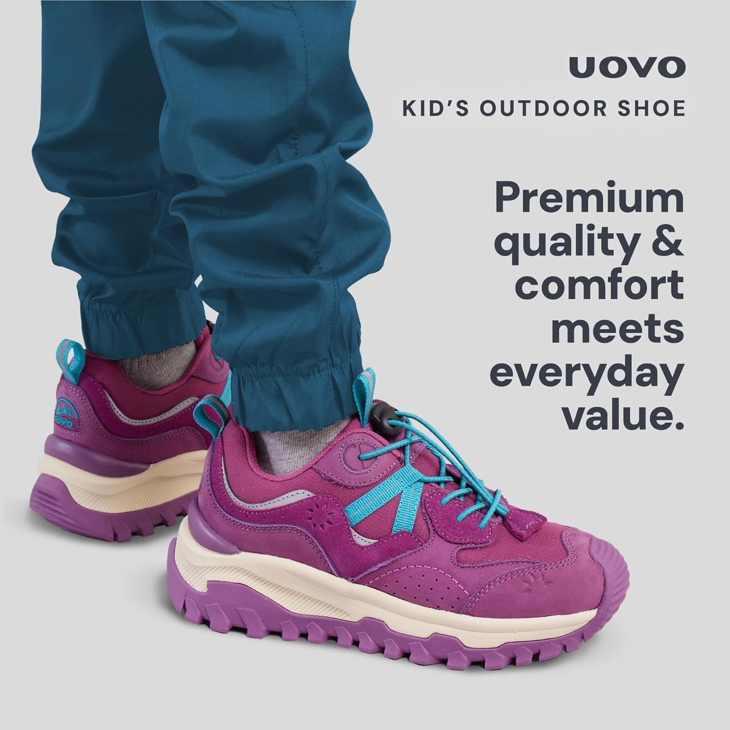 UOVO Boy's Girl's Hiking Shoes Kids Sneakers Outdoor Waterprof Low TopTrekking Walking Climbing Running Shoes