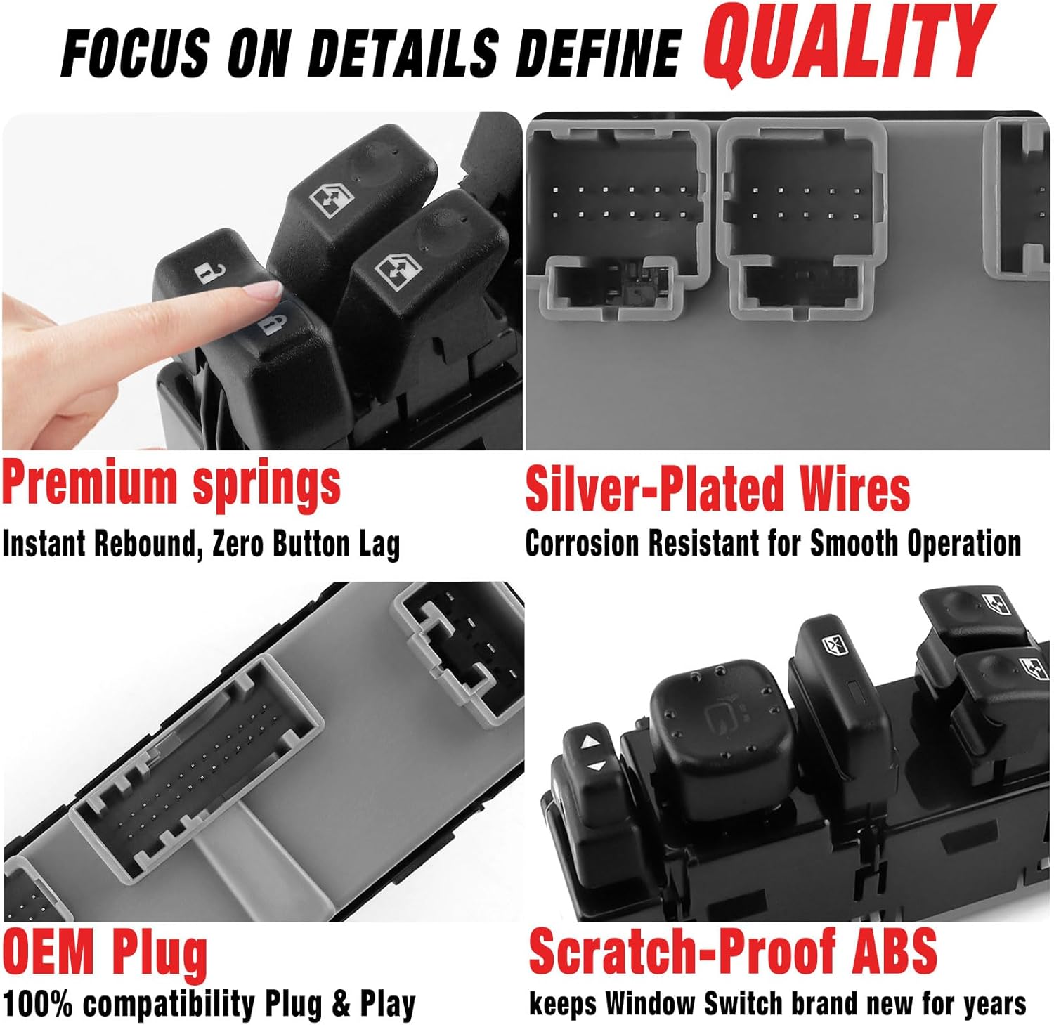 15883320 15883323 Master Window Switch Driver Side - Power Window Switch Compatible for Chevy Avalanche Silverado Suburban Tahoe - GMC Yukon Sierra - Cadillac Escalade (2003,2004,2005,2006,2007)