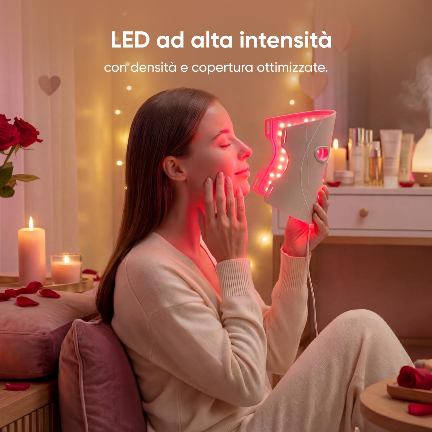 Nanoleaf Maschera LED Viso Terapia, 7 Modalità, Fototerapia Luce Rossa Portatile con LED NIR, Silicone Morbido, Trattamento 5-10 Min, Protezione Occhi, Infrarossi Ricaricabile | Luce rossa e blu professionale con dispositivo facciale NIR per anti-invecchi