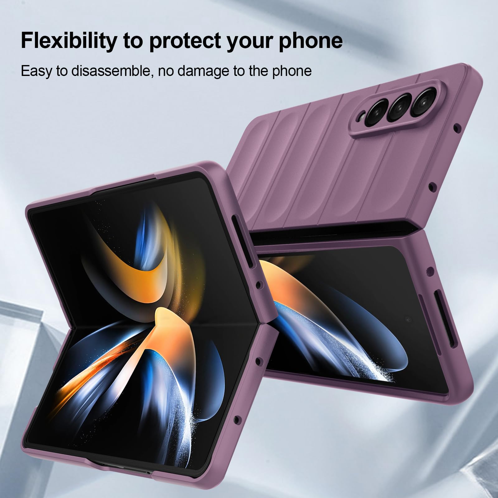 Case for Samsung Galaxy Z Fold 4, Hard PC Slim Fit Bumper Case, Anti-Scratch Shockproof Protective Phone Cover, Purple — view 3