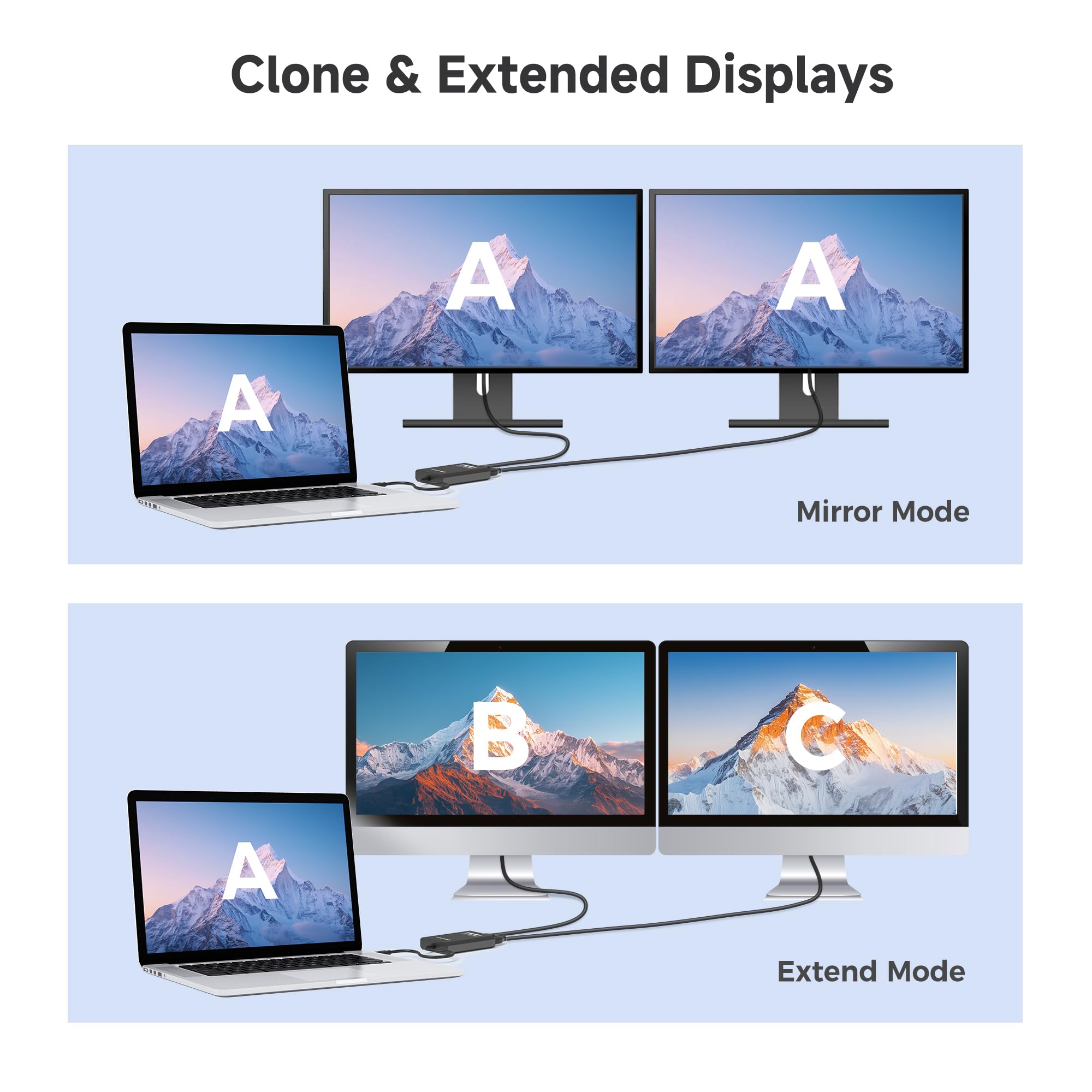 [Certificado DisplayLink] Adaptador Cable Matters USB C a HDMI dual | 2 x 4K a 60Hz, requiere controlador para macOS y Windows, para dos monitores extendidos en Mac M1/M2/M3/M4