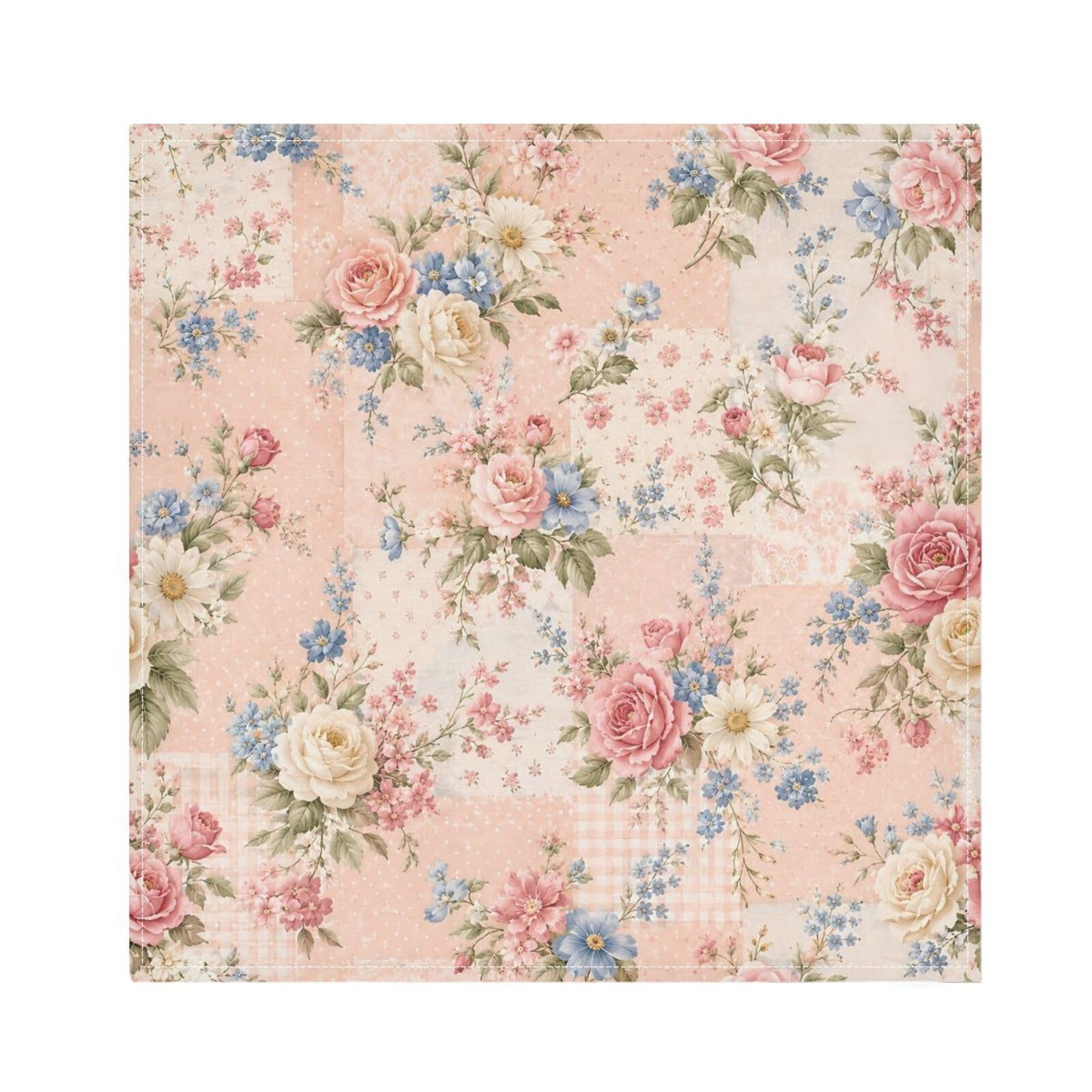 Ttgoth Flowers Cloth Napkin Set of 6 Washable & Reusable Dinner Napkins for Dining Table, Banquets, Wedding, Party, 50x50 cm