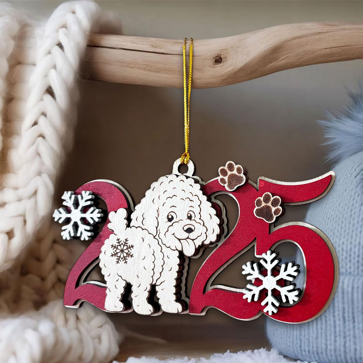Condition photo showing New/Like New for Poodle Christmas Ornament – Wooden Poodle Dog Ornament for Tree, Cute Puppy Holiday Decoration, Personalized Pet Keepsake Gift for Women, Men, Kids, Dog Mom & Dad