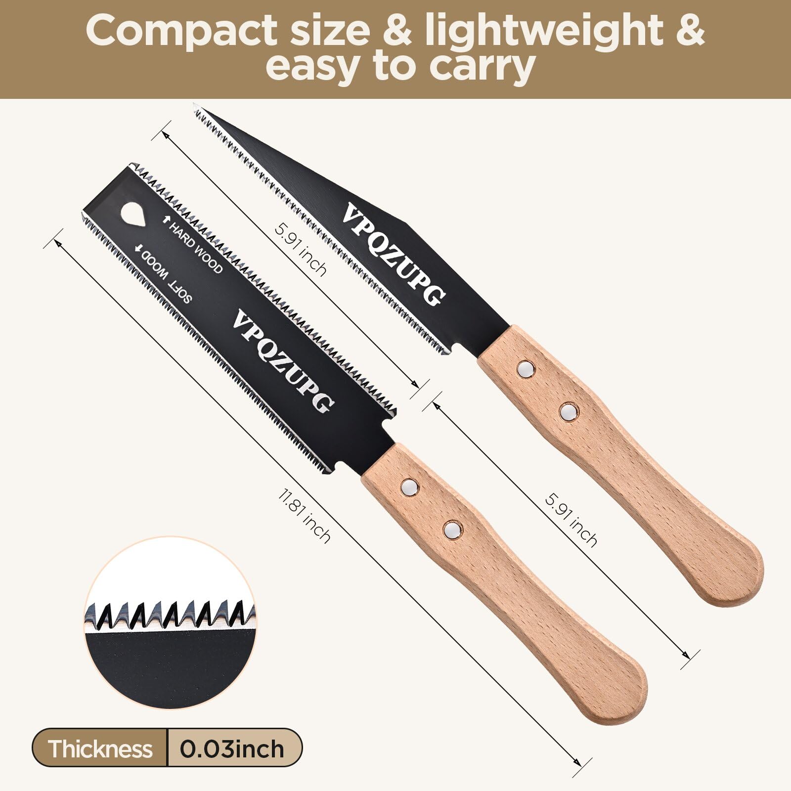 Japanese Pull Saws - 2 Pack Woodworking Handsaws -2