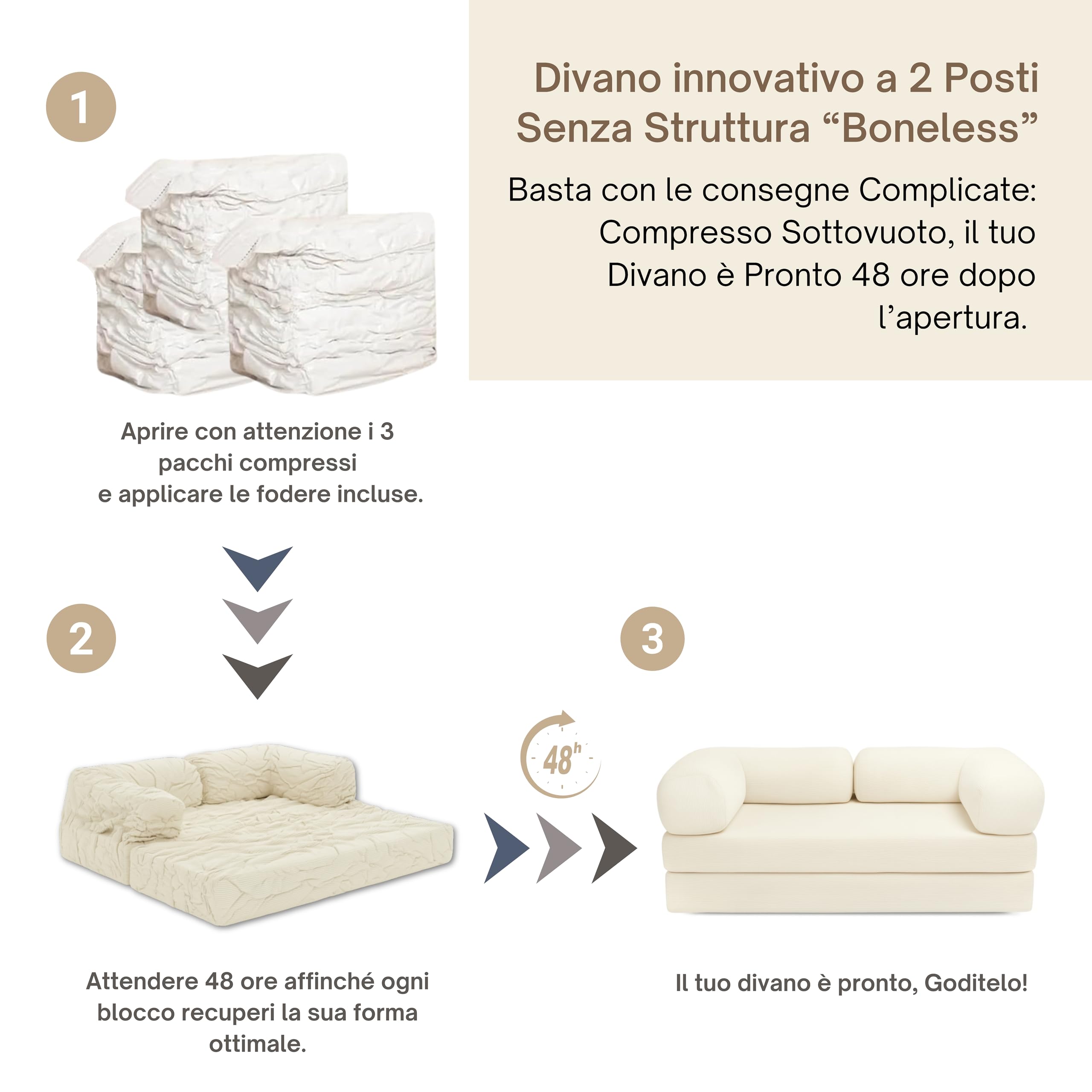 bananair - Divano 2 Posti Prodotto in Francia - Divano Letto Modulare in Schiuma ad Alta Densità e Tessuto in Velluto a Coste - Design Innovativo Boneless Couch, Spedito Compresso (Verde Foresta)