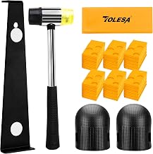 TOLESA Laminate Flooring Installation Kit Vinyl Flooring Tools with 30 Wedges, Heavy Duty Pull Up Bar, Strong Durable Rubber Tapping Block, Non-Slip Mallet