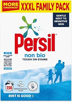 Persil Non Bio Washing detergent powder 130 Wash, tough on Stain washing powder more concentrated, L Family Pack Laundry detergent, Gentle to sensitive skin washing machine powder, 6.5Kg 1