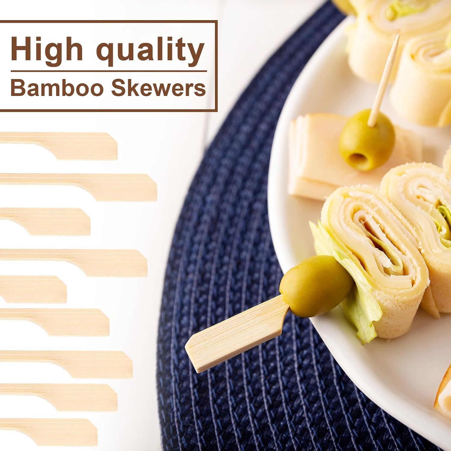 2000 Pcs Chengu Paddle Skewers 3.5 Inch Wooden Cocktail Toothpicks Bamboo Paddle Picks Food Appetizer Skewers Bamboo Wood Toothpicks for Cocktail Appetizers Fruit Sandwich Barbecue Snacks