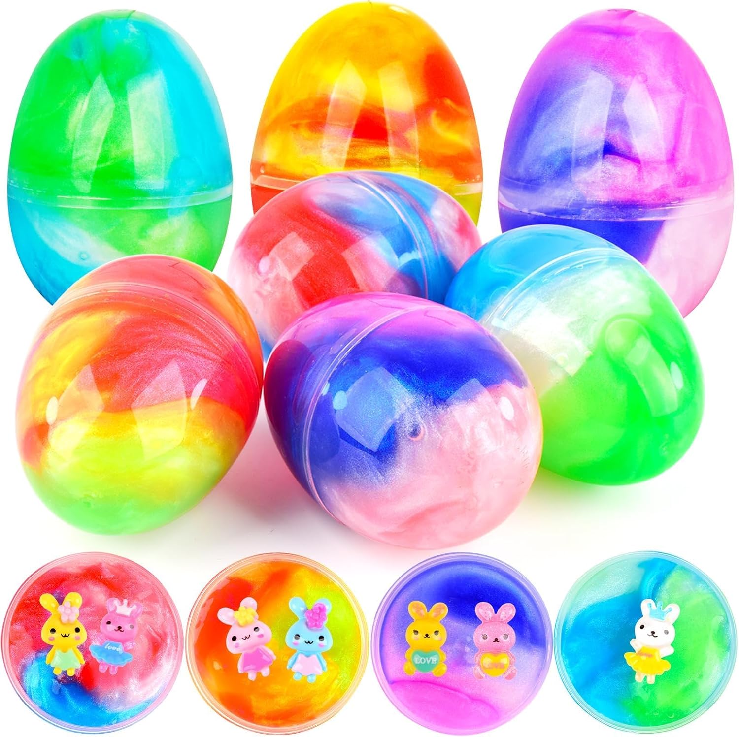7 Pack Galaxy Slime Kit for Kids, Glitter Space Slime Party Favors, Stretchy Mess-Free Cosmic-Themed Sensory Toys, Birthday Easter Slime Eggs Goodie Bag Fillers Classroom Rewards for Boys Girls