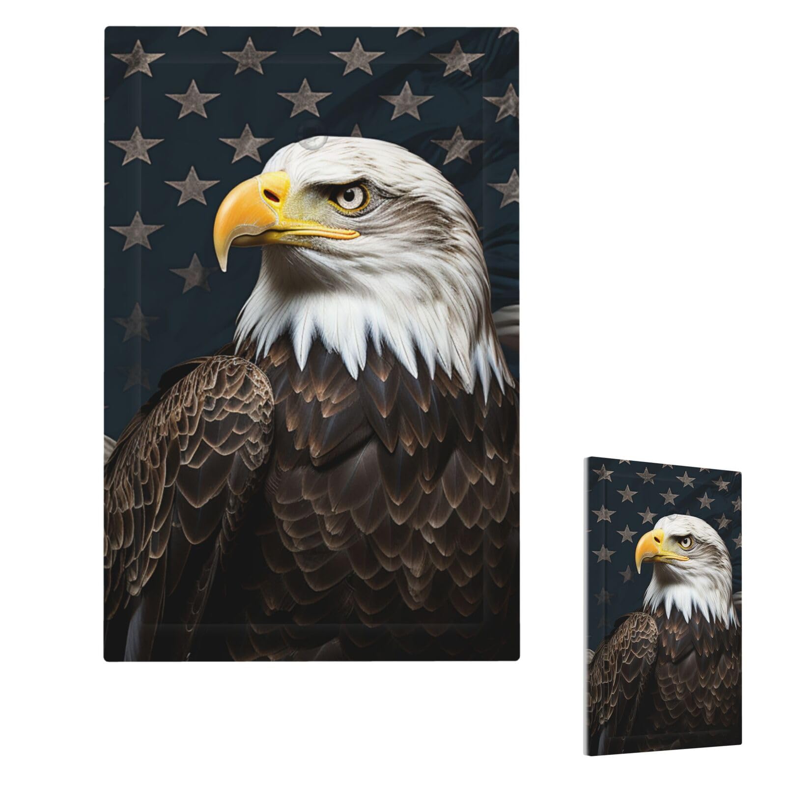 Fodpand Style V Light Switch Cover American Bald Eagle Wall Plate 1 Gang Switch Plate Covers Decorative Outlet Cover Electrical Receptacle Faceplate For Bathroom Kitchen Decor Wall Plates 5" X 3"
