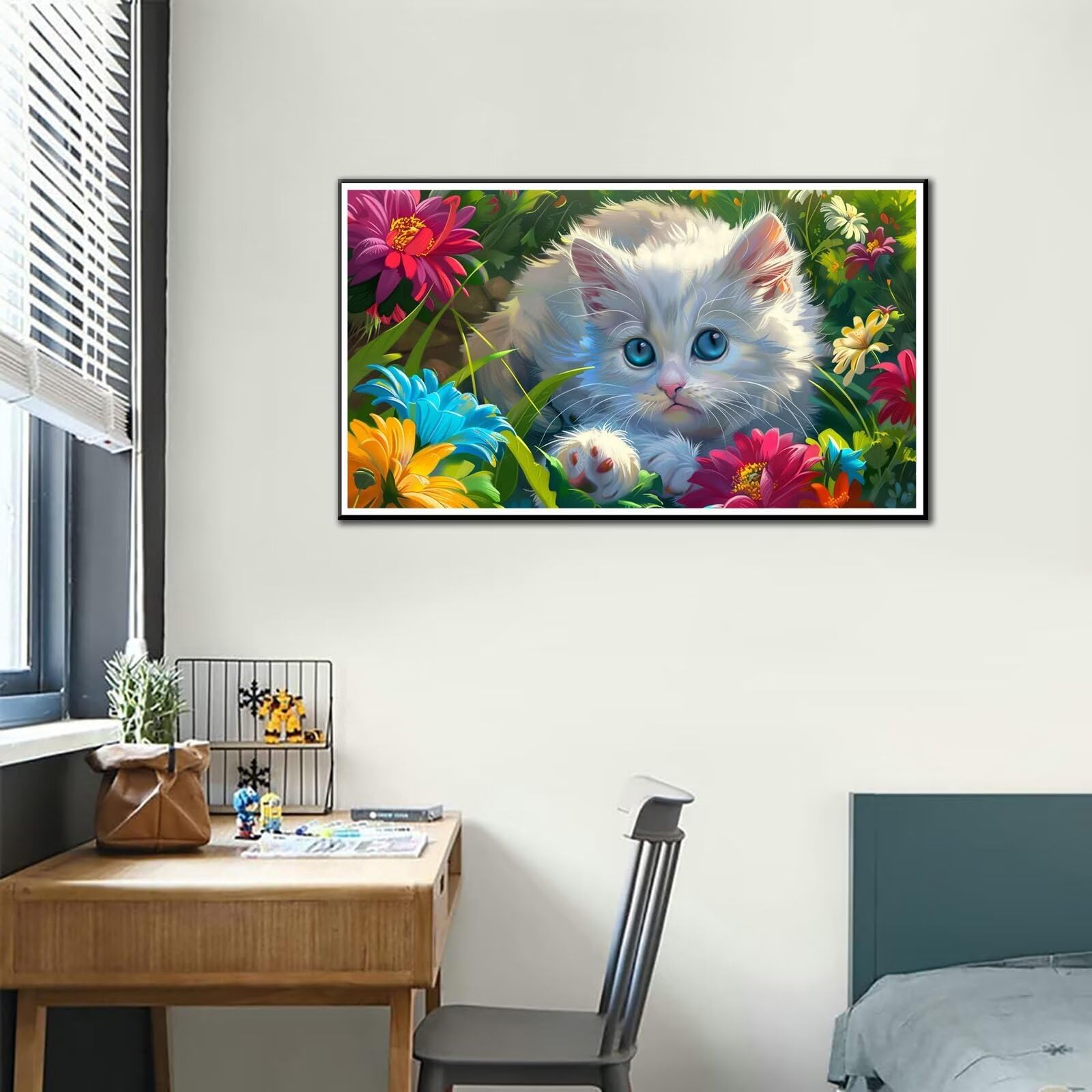 Dipingere con i Numeri Adulti, Gatto Kit di Pittura Acrilica Fai-da-Te per Adulti Principianti, 110x60cm Paint by Numbers Adulti con Pennelli Pittura a Pigmento Acrilico, Senza Cornice (Margherita)