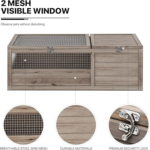 Miniatura 6 de MoNiBloom Caseta de tortuga de madera para interiores y exteriores, caja de cría de animales pequeños, jaula de reptiles para Gecko Lizard Snake 37