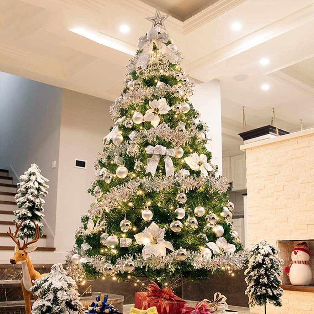Sjdopulse 240Cm(8Ft) Christmas Trees Artificial Hinged Ornament Set Eco-Friendly Pvc Holiday Decoration Xmas Tree With Light Easy Christmas Tree,