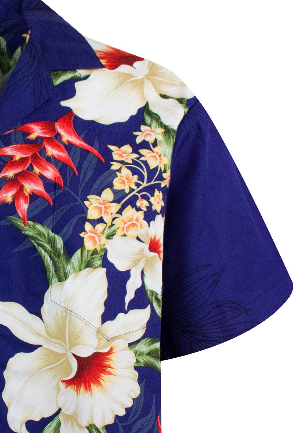 KY‘s | Original Camicia Hawaiana | Signori | S - 4XL | Maniche Corte | Tasca Frontale | Hawaii Stampa | Fiori | Blu