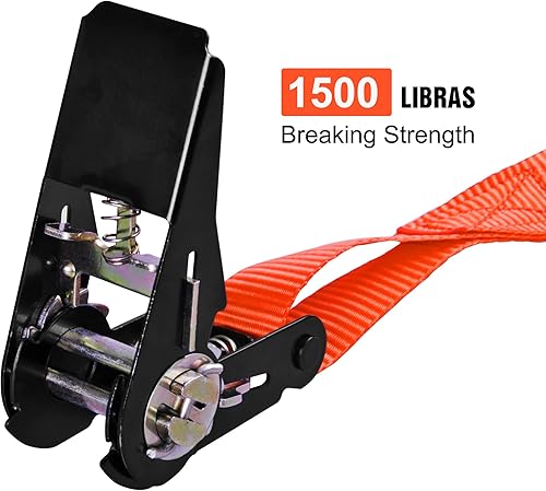 Miniatura 3 de Correas de trinquete, resistencia a la rotura de 1500 libras, juego de correas de amarre premium de 4 x 15 pies, 4 bucles suaves para dispositivos