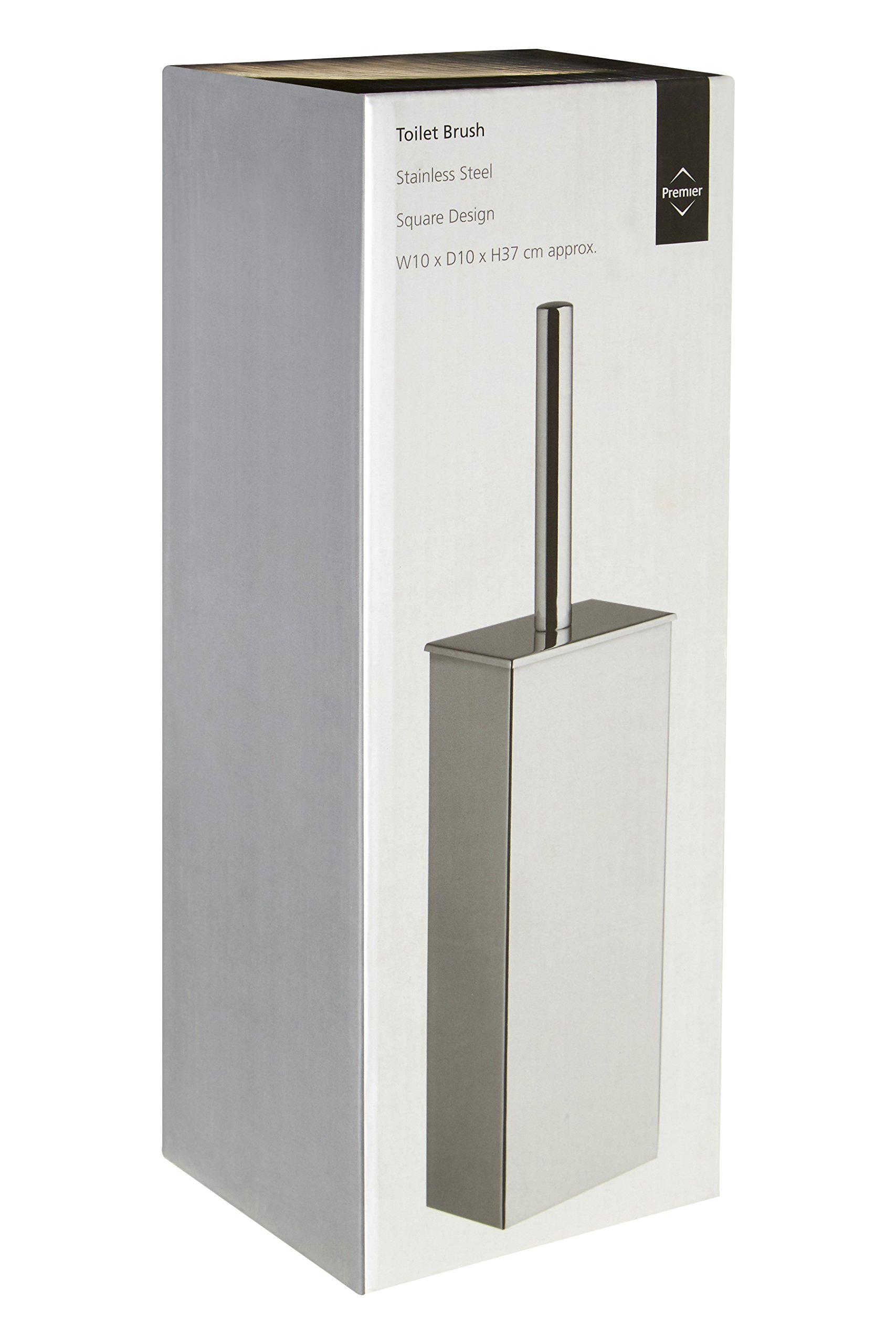 Premier Housewares 1600452 Toilet Brush and Holder - Stainless Steel,H37 x W10 x D10cm, Silver