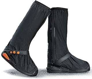 Sponsored You’re seeing this ad based on the product’s relevance to your search query.Learn more about this advertisement Habwae Shoe Covers Waterproof Overshoes Black Reusable with Reflective Strips Non-Slip Rain Socks High Rain Cover Galoshes for Bicycle Motorcycle Men Women, black