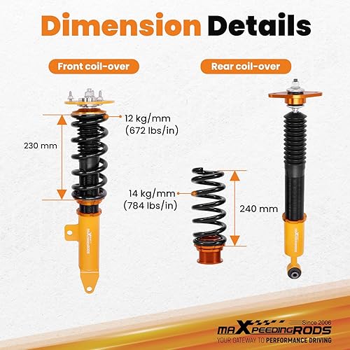 Miniatura 7 de maXpeedingrods Coilovers para Dodge Challenger SRT8 2008-2010, para cargador 2006-2010, kit de suspensión de coilover ajustable en altura, kits de