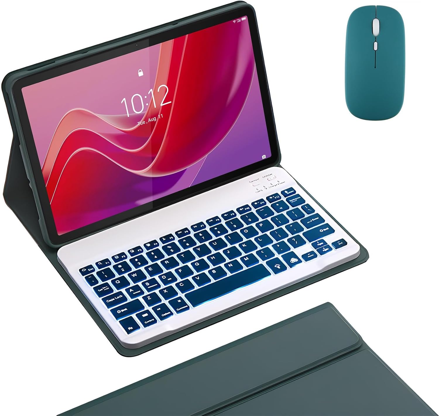 Keyboard Case for Lenovo Tab M11 2024 11 Inch TB330, Detachable Backlit Wireless Keyboard with Magnetic Protective Cover, Rechargable Mouse,Green