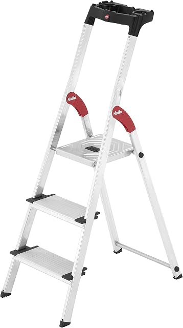 Hailo 8040-307 XXL safety ladder, 3 steps, multifunction tray, 130 mm deep steps, made in Germany
