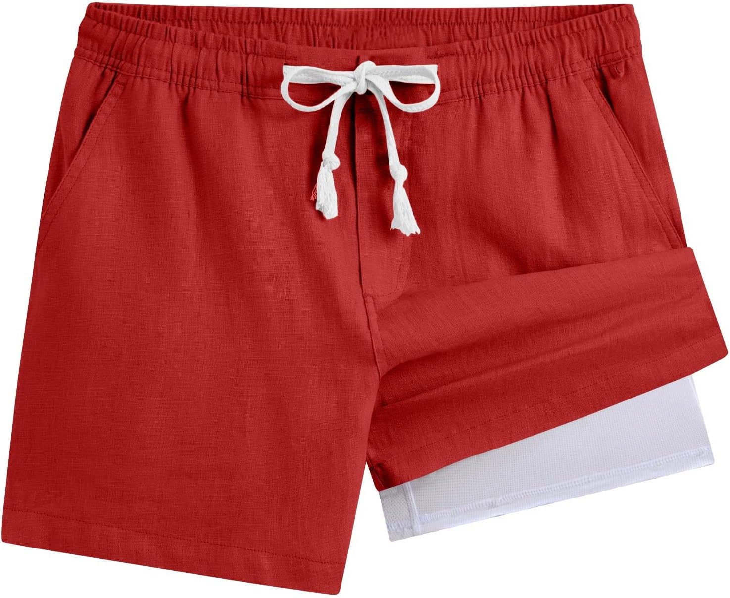 Boys 2 in 1 Running Shorts Kids Box Brief Liner Compression Active Shorts High Waist Solid Short Pant with Pocket