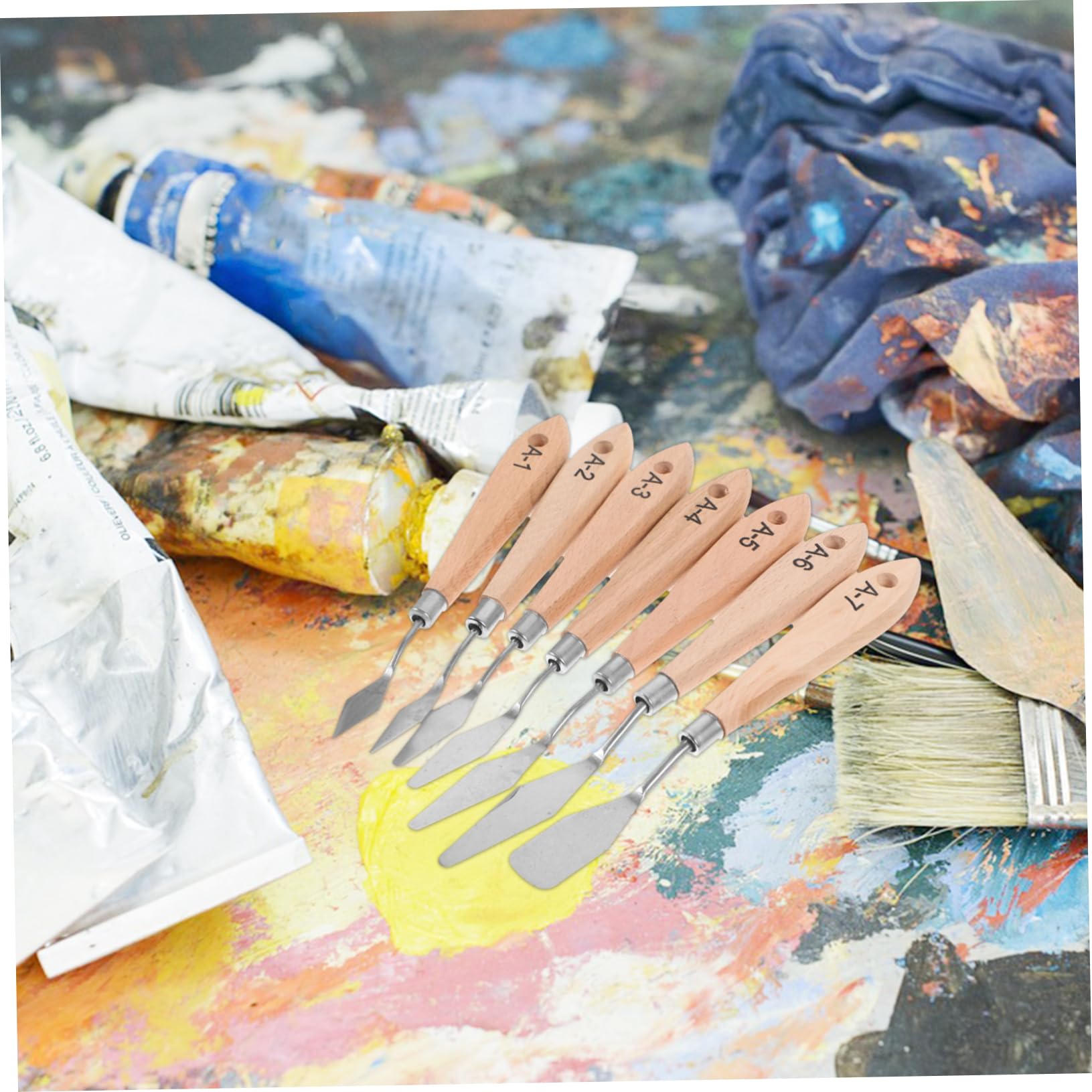 Uonlytech 4 ensembles Ensemble De Couteaux Pour Peinture À L'Huile Couteau À Peinture Grattoirs À Peinture Spatule De Couleur Couteau À Palette Grattoir À Peinture 7 pièces * 4