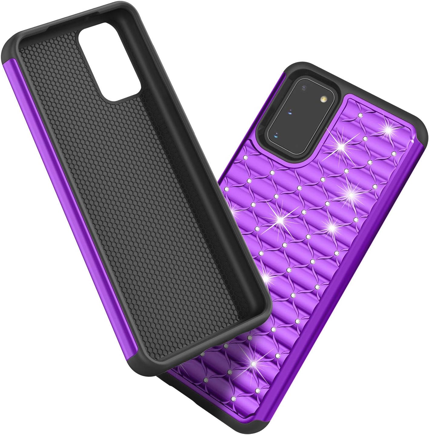 TILL for Galaxy S20 Case, S20 5G Phone Case for Girl Women, Studded Rhinestone Crystal Bling Diamond Sparkly Luxury Shock Absorbing Hybrid Defender Rugged Slim Glitter Case Cover [Purple]