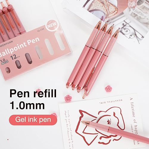 Miniatura 3 de WY WENYUAN Bolígrafos retráctiles de 1.0 mm de tinta negra bolígrafos ligeros de secado rápido para una escritura fluida, suministros para oficina y