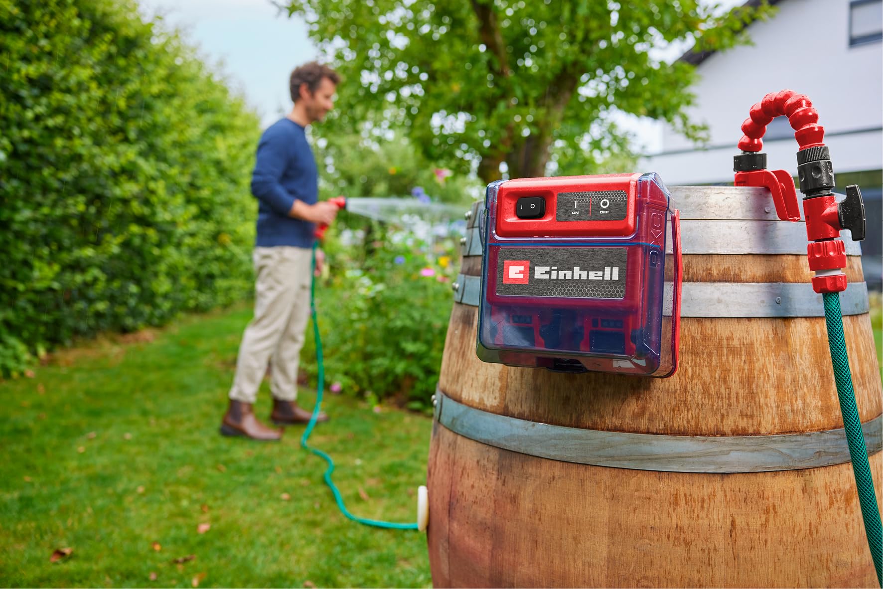 Einhell bomba de agua limpia con batería GE-PP 36 RB-A Li-Solo Power X-Change (36 V, presión de bombeo 3 bar, caudal 4500 l/h, altura de bombeo máx. 30 m, bomba 2 en 1, cuello de cisne, sin batería)