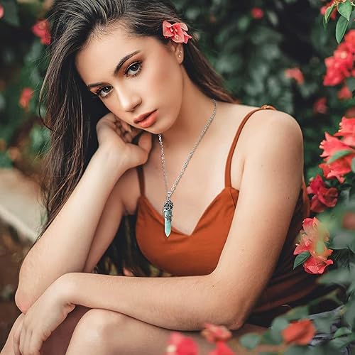 Miniatura 7 de Flower Wrapped Crystal Pendant Necklace Point Reiki Healing Crystals Stone Necklaces Gemstone Quartz Jewelry for Women