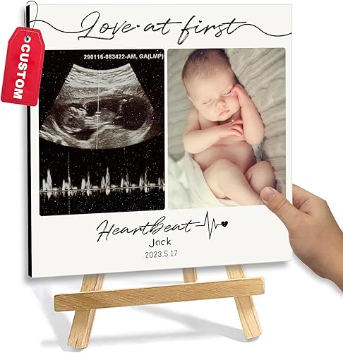 Custom Style Marcos de fotos personalizados con caballete, regalos de fotos personalizados para bebés, niños y familia, marco de ultrasonido en