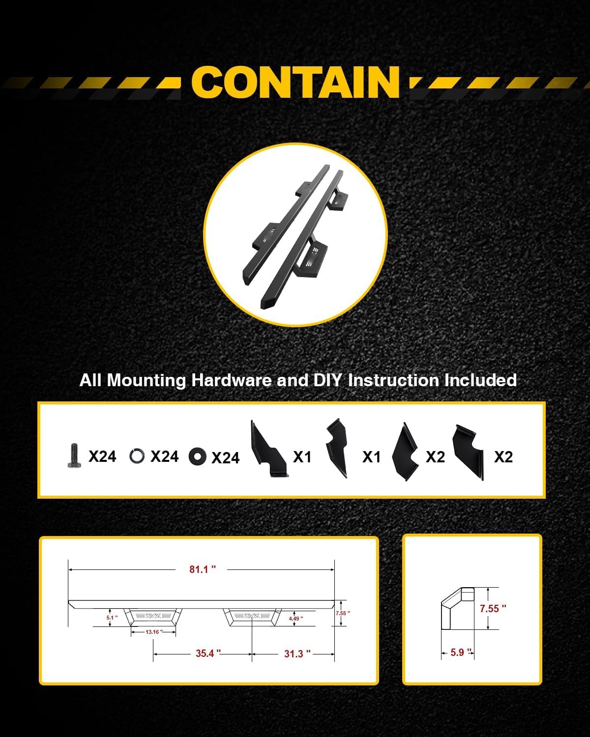 Running Boards, Running Boards Replacement for 2005-2023 Tacoma Double Cab Pickup Truck 4 Door Crew Cab Bar Side Step