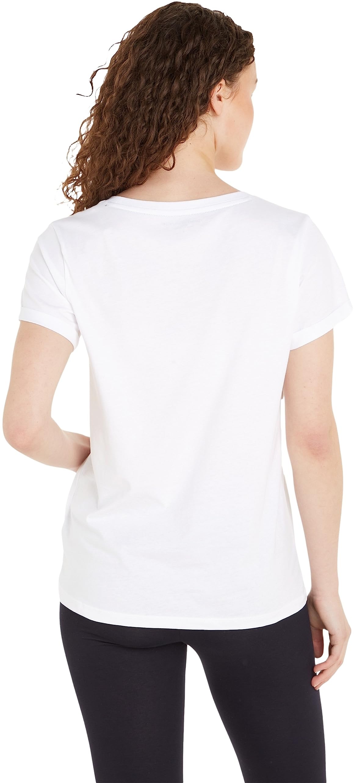 Tommy Hilfiger Damen T-Shirt Kurzarm Rundhalsausschnitt, Weiß (White), XS – Ansicht 2