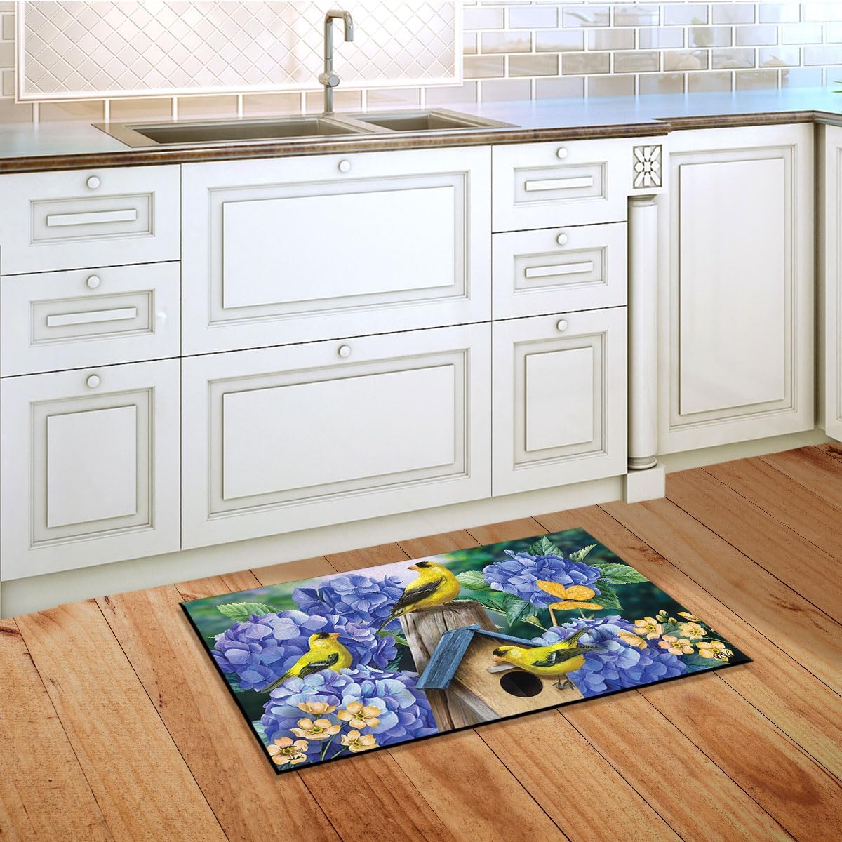 Briarwood Lane Goldfinches and Hydrangea Spring Doormat 30 x 18 Indoor Outdoor