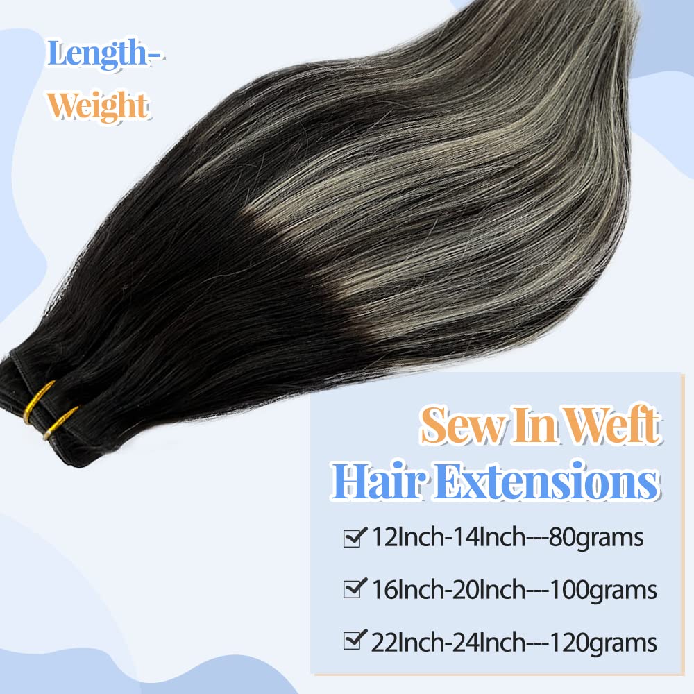Amazon.com : Weft Hair Extensions Human Hair 16 Inch Hand  display picture 1