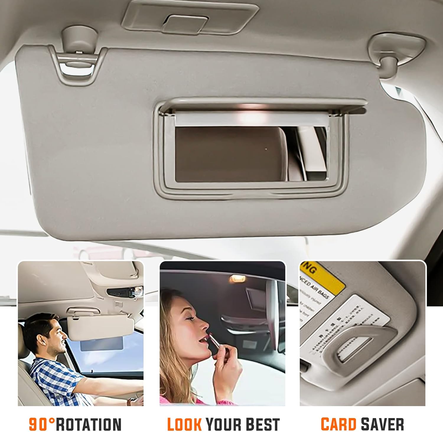 Youxmoto Sun Visor Right Passenger Side for Nissan Altima 2013 2014 2015 2016 2017 2018, Beige with Vanity Mirror and Light, Replaces# 96400-3TA2A