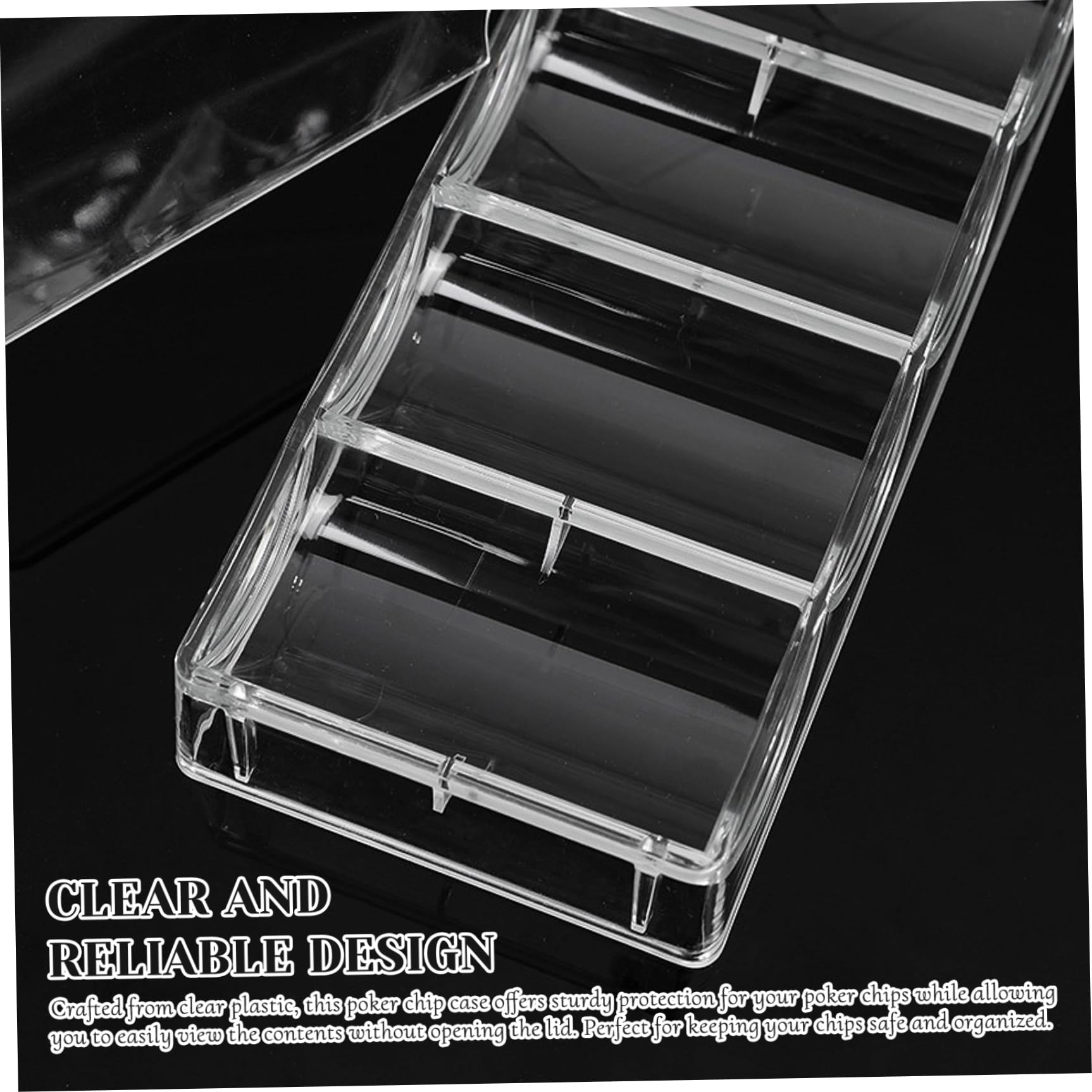 Jorzer Coffret à jetons de Poker, Plateau en Plastique Transparent avec Couvercle, 5 pièces, présentoir de Rangement Multi-usages pour Jeux Hasard, fêtes ou Maison