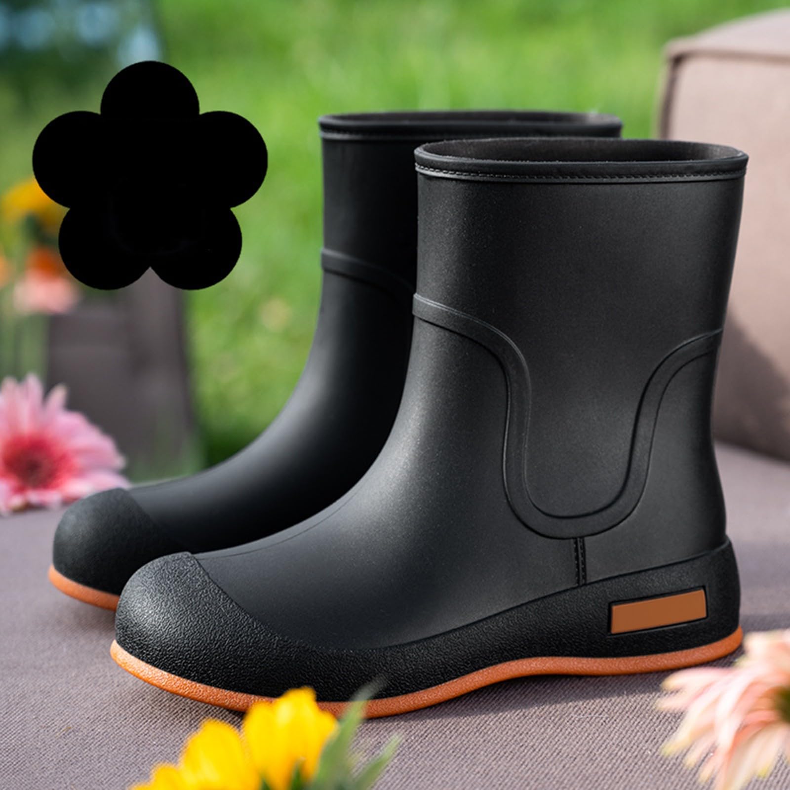 Bottes de pluie courtes en caoutchouc pour femme, antidérapantes, imperméables, chaudes, confortables, chaussures de jardin pour toutes les saisons, pour l'extérieur, le jardinage, l'agriculture, la