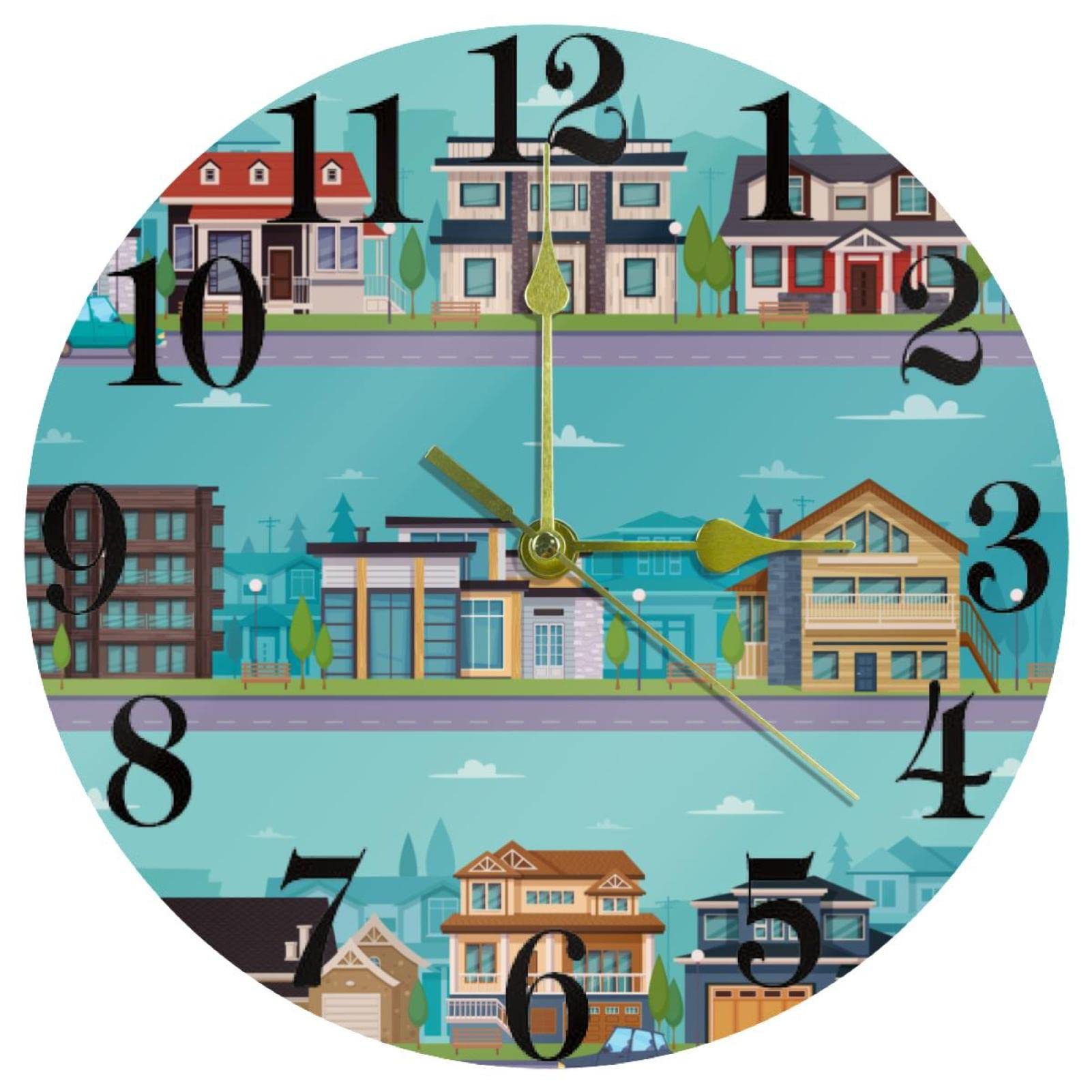 Horloge murale ronde silencieuse 25,4 cm pendule sans tic-tac salon et maison