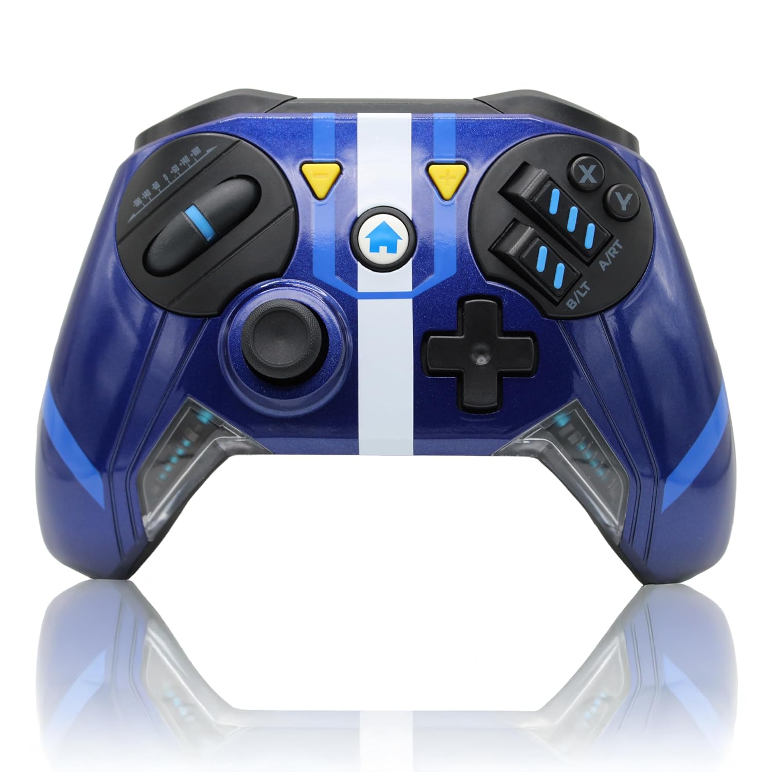 GHOST GEAR Wireless Racing Controller for Nintendo Switch 2 & Switch & PC (Windows 10+), Dual Pressurized Pedals, Precision Rotational Steering Wheel, Custom Button Mapping, Interchangeable Magnetic Faceplates (Red/Blue)