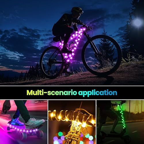 Miniatura 6 de Luz de marco de bicicleta, luces LED para bicicleta, tira de luz impermeable RGB, control remoto, cambio de 16 colores, ultra brillante, mantiene tu