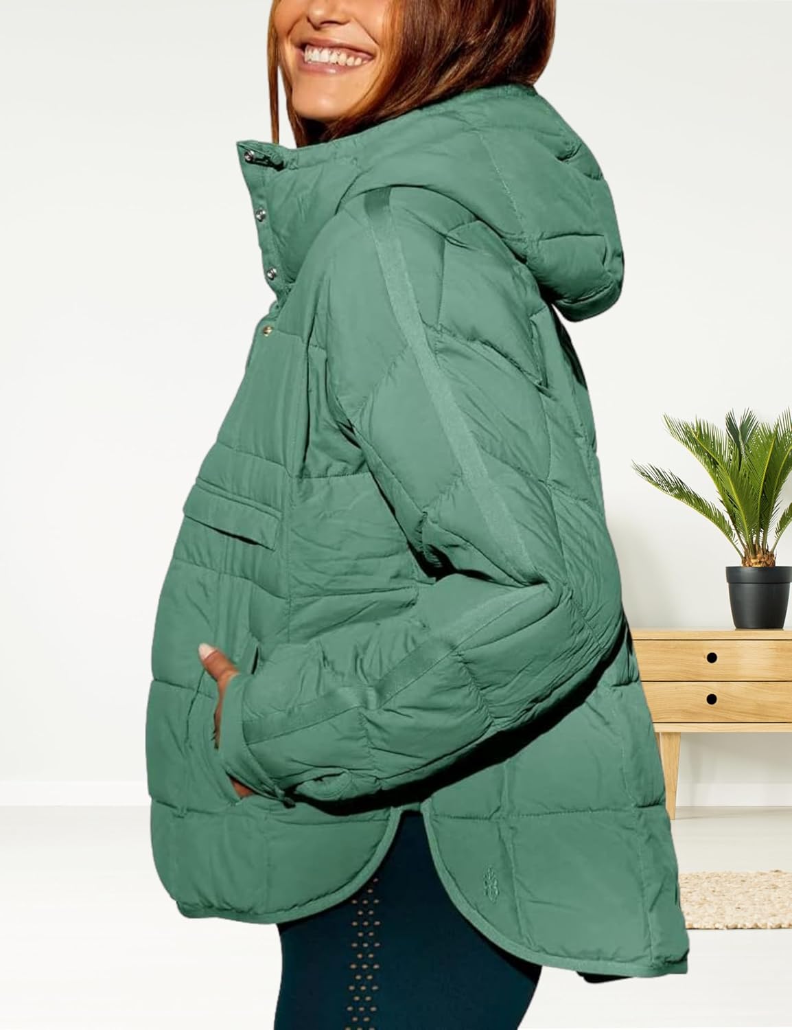 Women's Pullover Puffer Jacket Hooded Oversized Lightweight Quilted Jacket Winter Warm Padded Coat - Image 4