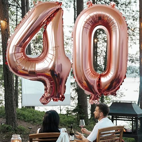 Miniatura 3 de Globos de oro rosa con número 37 de 32 pulgadas, globos de papel de aluminio, globos de 37 cumpleaños, dígitos 37 globos grandes de helio, para