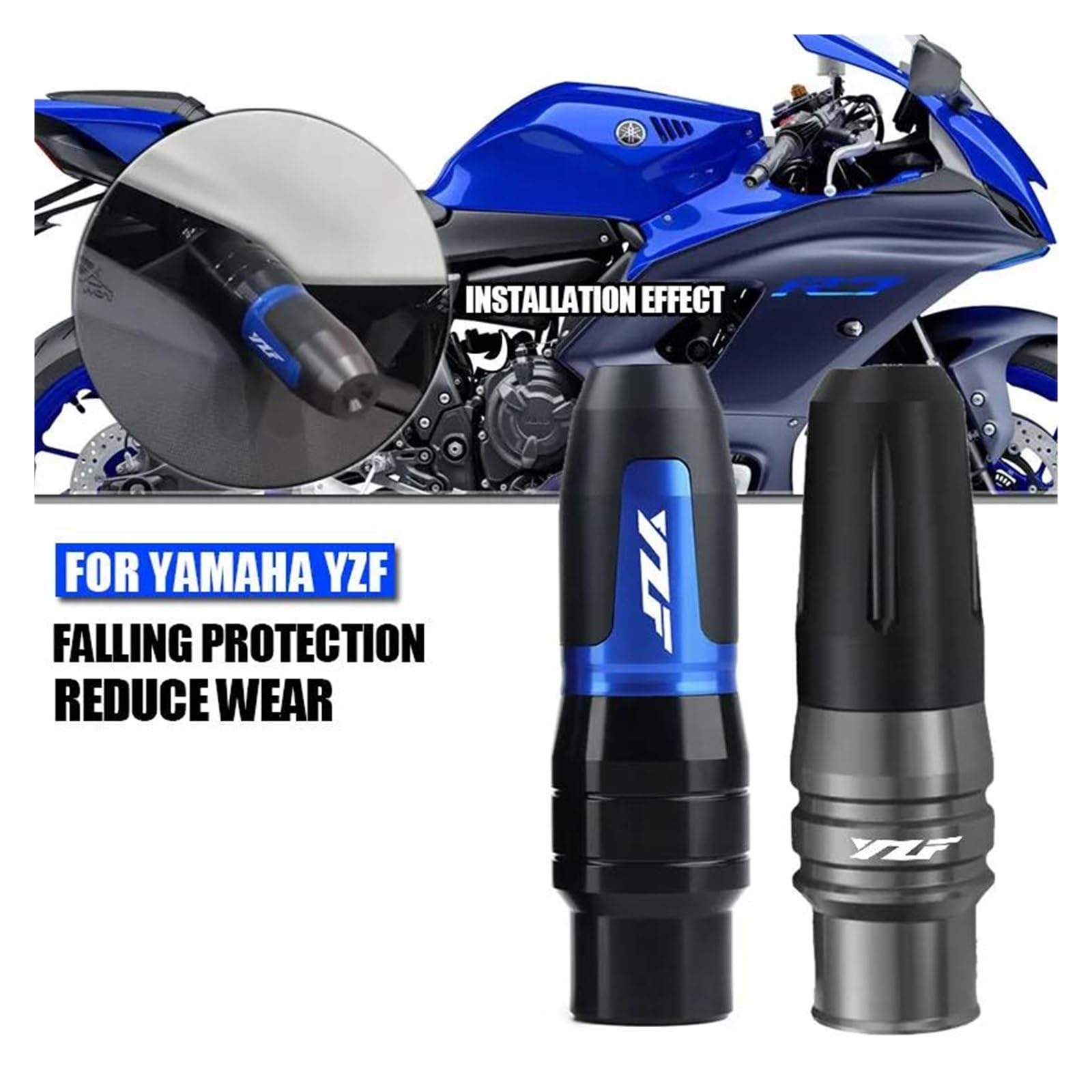 Protections Cadre/sliders Pour Yamaha YZF - R7, R1, R6, R9, Etc. - Aluminium CNC Anodisé - Support M6