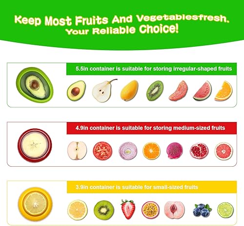 Miniatura 5 de Soporte para aguacate y cebolla, juego de 4 protectores reutilizables de frutas y verduras para refrigerador, sin BPA, evita la mezcla de sabores,