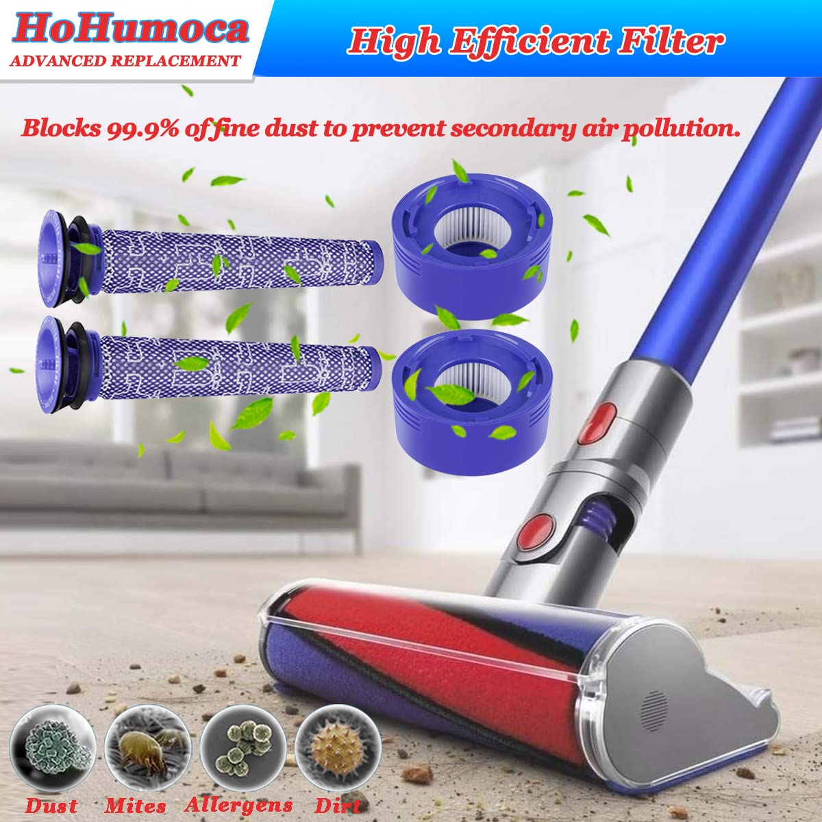 HoHumoca Dy-son V7 V8 serisi elektrikli süpürge için yıkanabilir yedek filtre, yedek ön filtre posta motor filtresi Dy-son V7 V8 Hayvan Mutlak Motorhead, DY#965661-01, DY#967478-01 ile uyumlu
