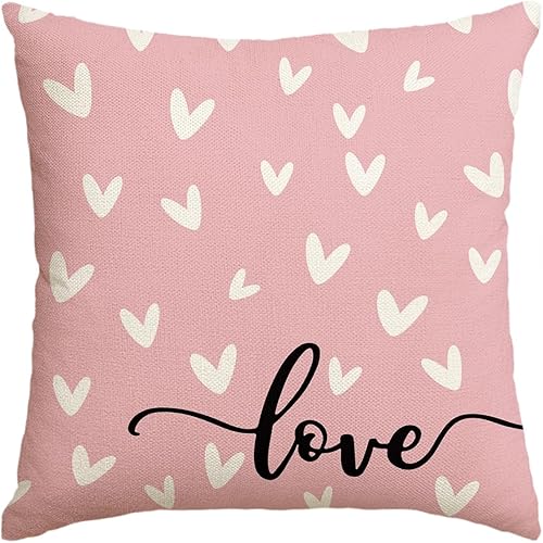 AVOIN colorlife - Funda para cojín de San Valentín, diseño de amor en color rosa, de 18 x 18 pulgadas, decoración para aniversario y boda, para sofá