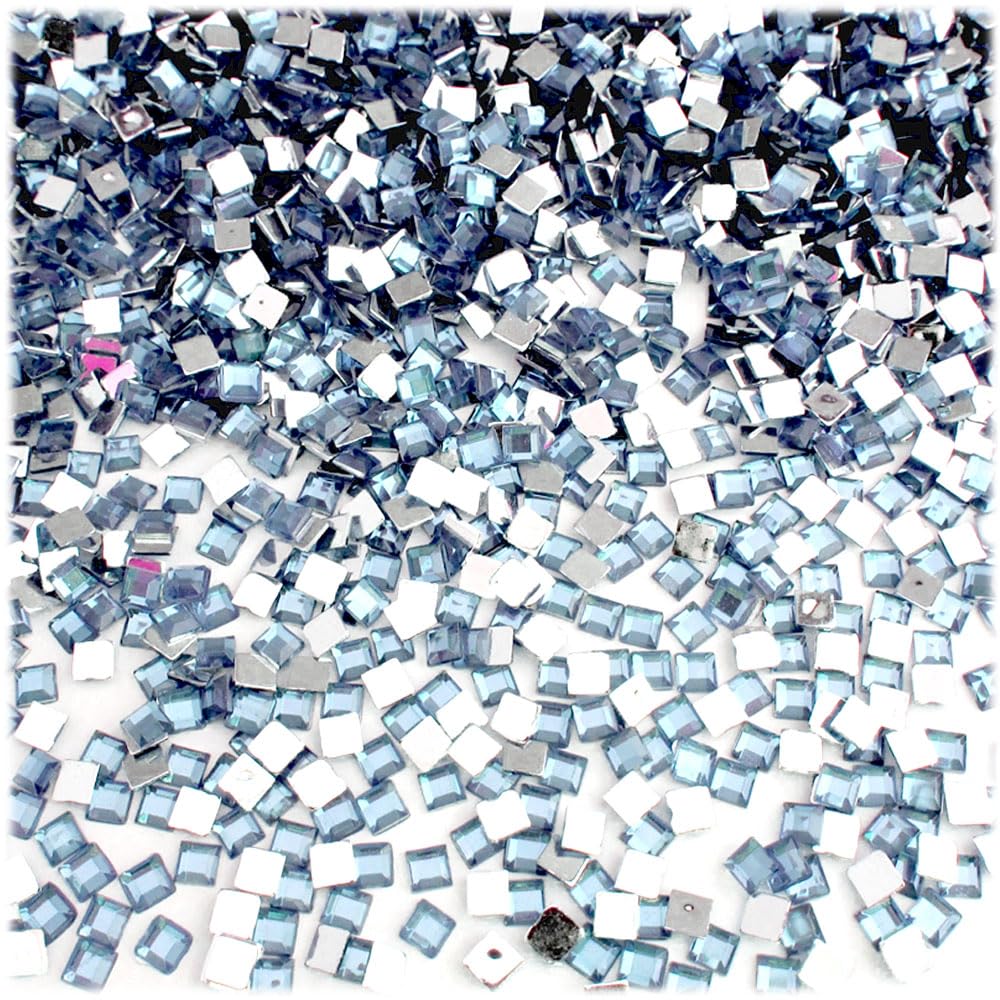 The Crafts Outlet 10,000pc Rhinestones Square 4mm - 16ss Flatback Aqua Blue AQA