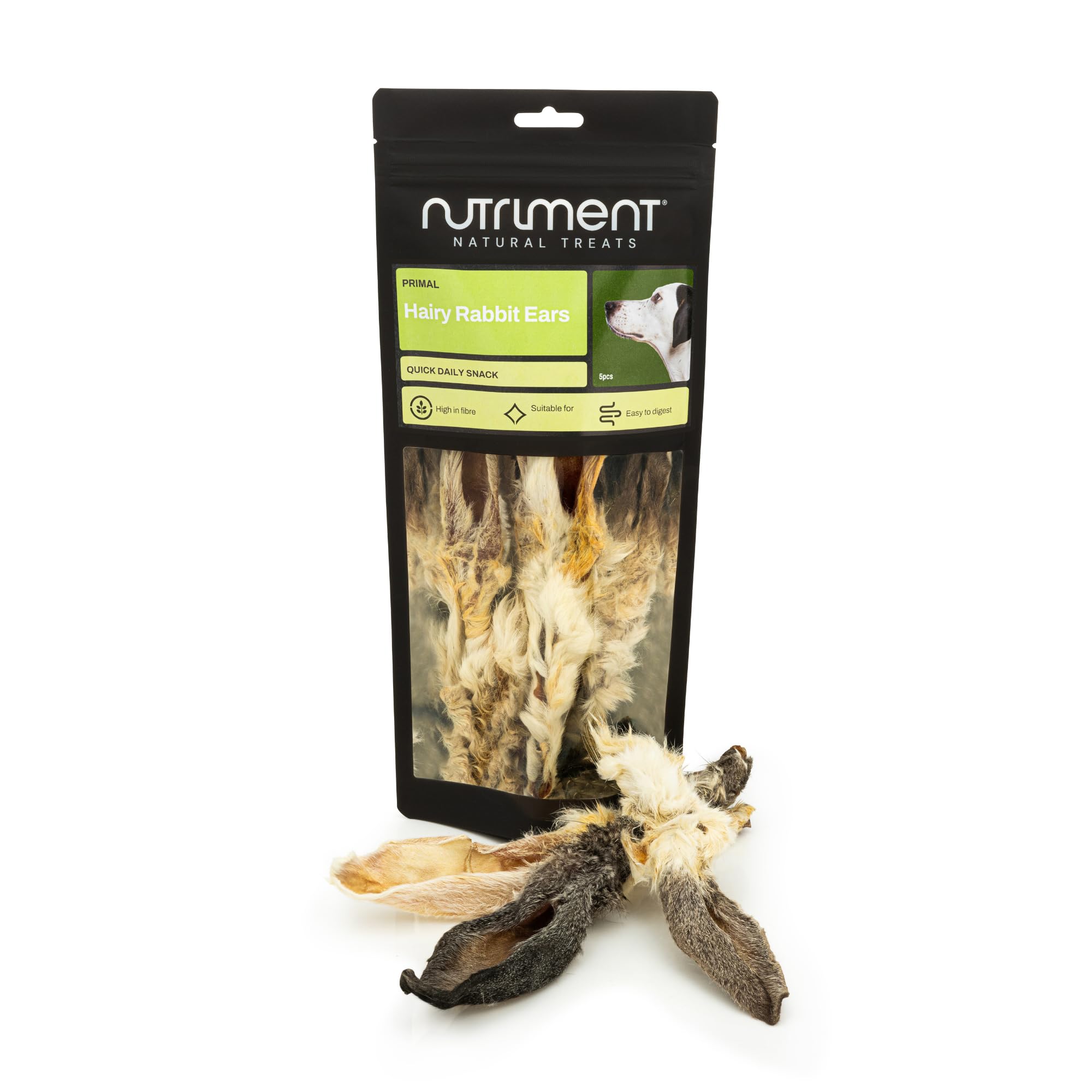 Natural Treats Hairy Rabbit Ears for Dogs (5pcs) Low Fat Rabbit Ears with Furr Dental Chew Treats โ image 1