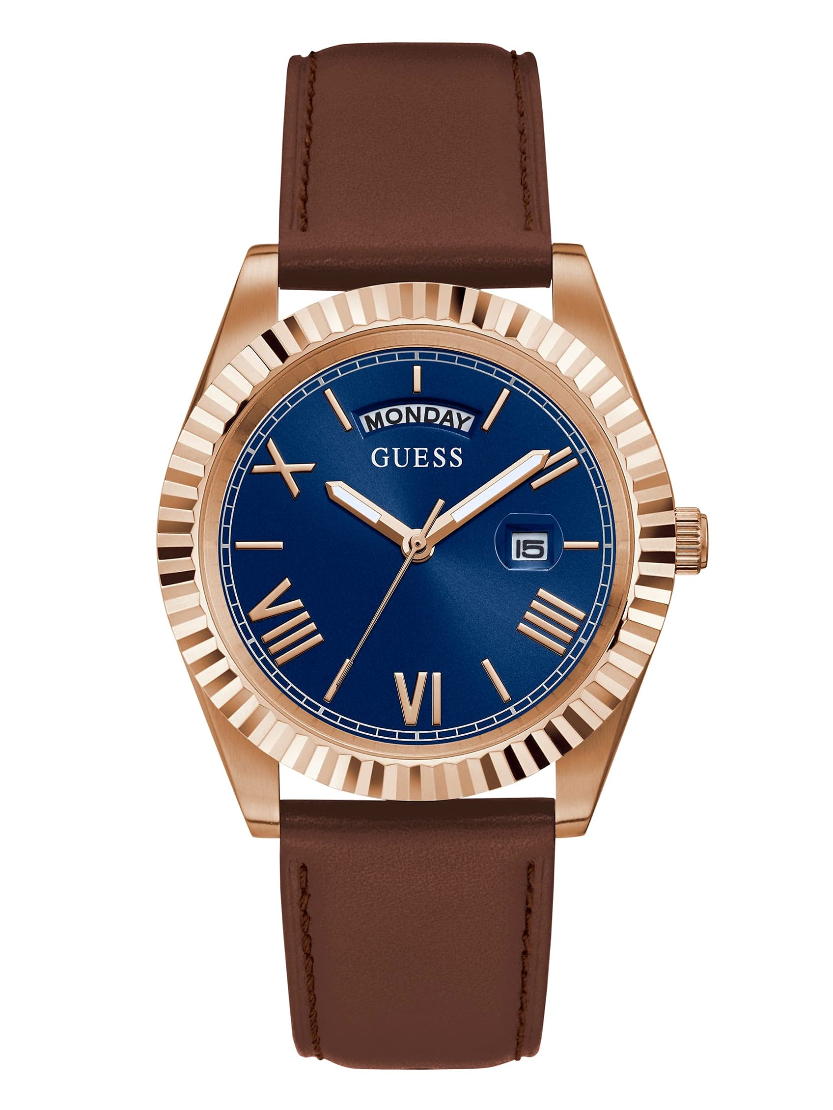 GUESS Leather Connoisseur Collection Analog Blue Dial Men Watch-Gw0353G2, Brown Band (B09CTFG22Z) Amazon Price History, Amazon Price Tracker